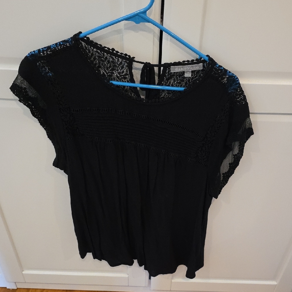 Elegant Black Lace Trim Top